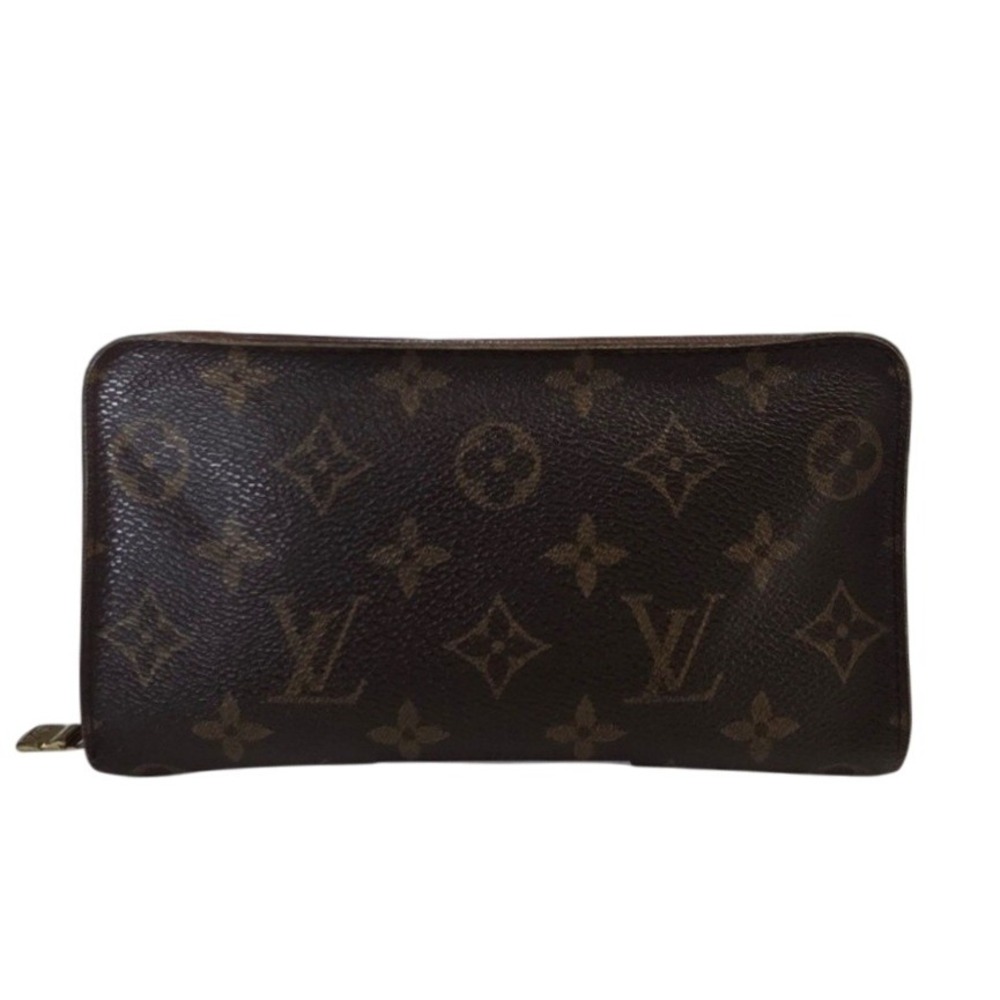 Louis Vuitton Monogram Brown Coated Canvas Zippy Wallet Authentic